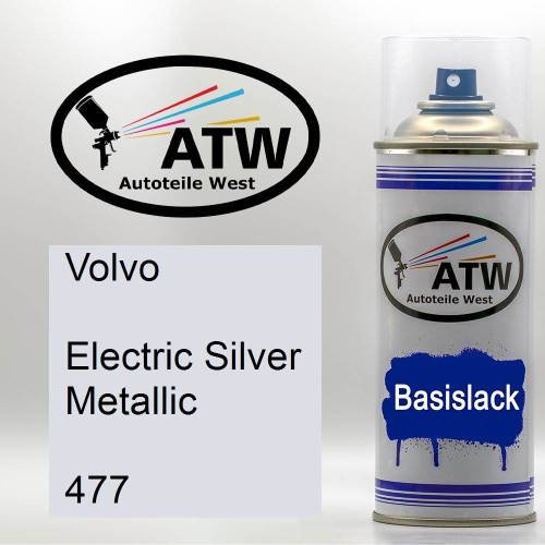 Volvo, Electric Silver Metallic, 477: 400ml Sprühdose, von ATW Autoteile West.